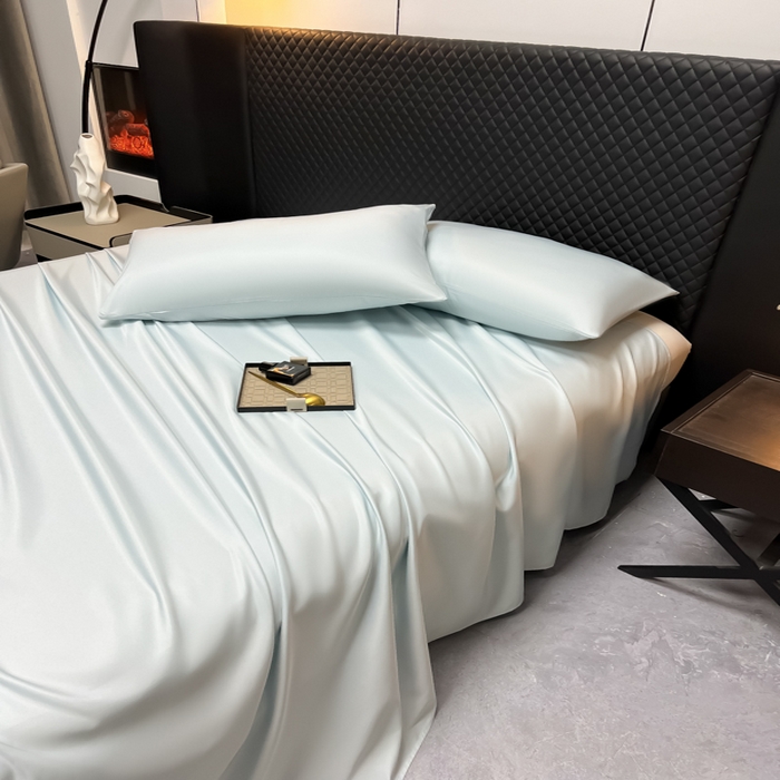 91家纺网 家纺一手货源 找家纺 爱彼家纺 2025水洗冰丝轻奢风床单床单水洗冰丝床单单件 冰丝纯色单床单-碧湖兰