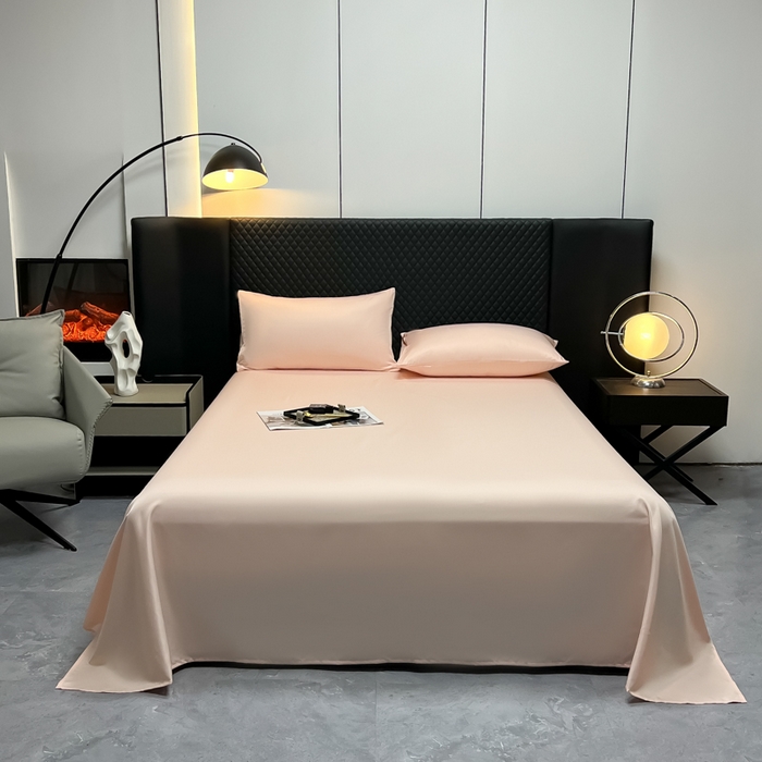 91家纺网 家纺一手货源 找家纺 爱彼家纺 2025水洗冰丝轻奢风床单床单水洗冰丝床单单件 冰丝纯色单床单-纯粉