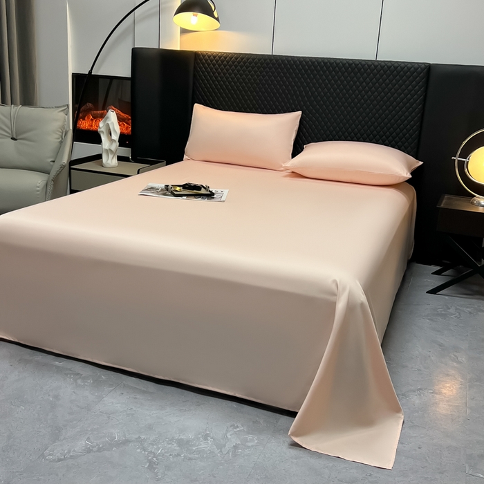 91家纺网 家纺一手货源 找家纺 爱彼家纺 2025水洗冰丝轻奢风床单床单水洗冰丝床单单件 冰丝纯色单床单-纯粉