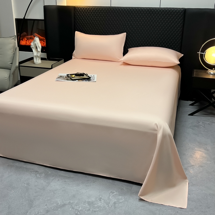 91家纺网 家纺一手货源 找家纺 爱彼家纺 2025水洗冰丝轻奢风床单床单水洗冰丝床单单件 冰丝纯色单床单-纯粉