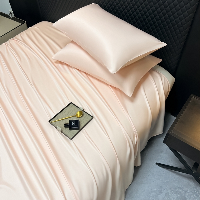 91家纺网 家纺一手货源 找家纺 爱彼家纺 2025水洗冰丝轻奢风床单床单水洗冰丝床单单件 冰丝纯色单床单-纯粉