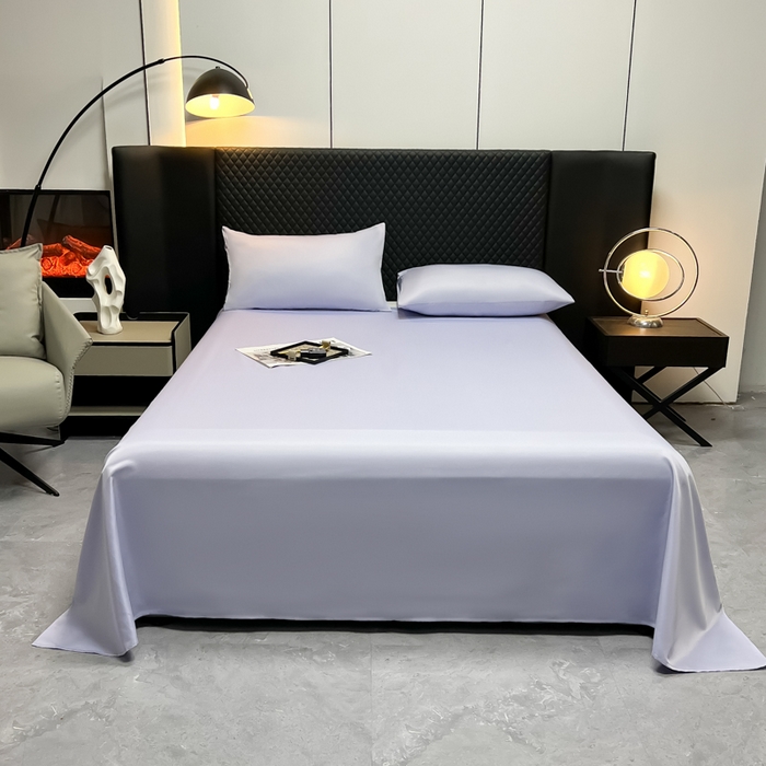 91家纺网 家纺一手货源 找家纺 爱彼家纺 2025水洗冰丝轻奢风床单床单水洗冰丝床单单件 冰丝纯色单床单-淡雅紫