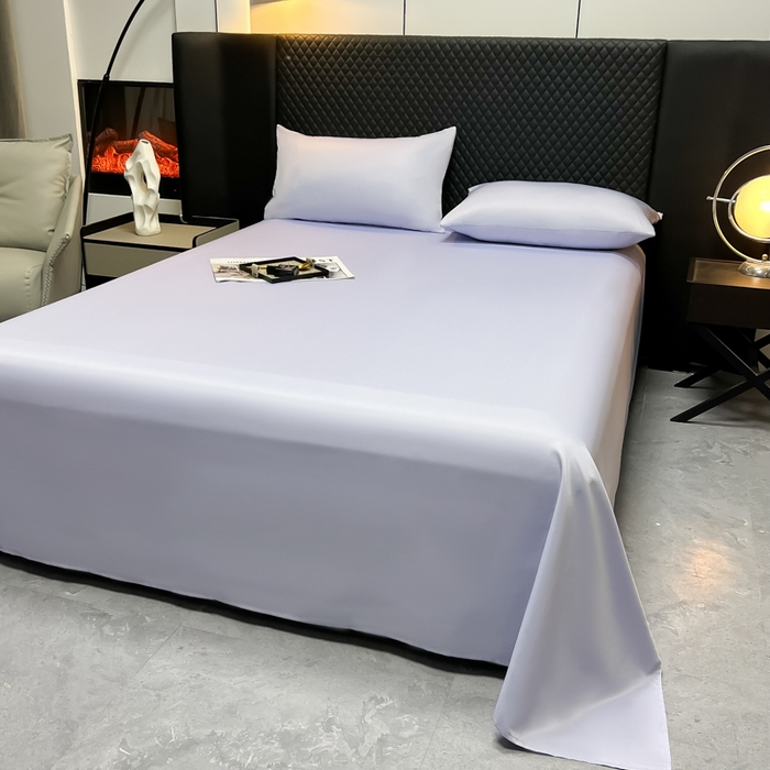 91家纺网 家纺一手货源 找家纺 爱彼家纺 2025水洗冰丝轻奢风床单床单水洗冰丝床单单件 冰丝纯色单床单-淡雅紫