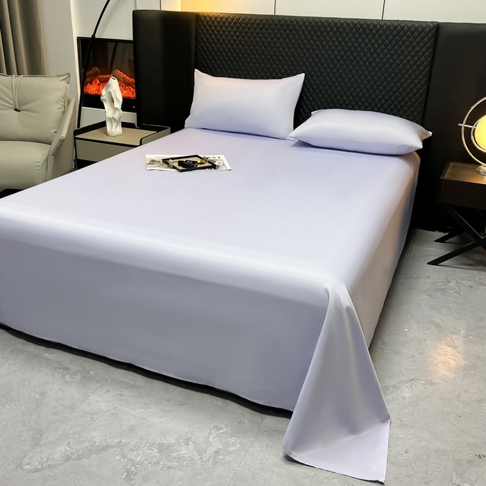 91家纺网 家纺一手货源 找家纺 爱彼家纺 2025水洗冰丝轻奢风床单床单水洗冰丝床单单件 冰丝纯色单床单-淡雅紫