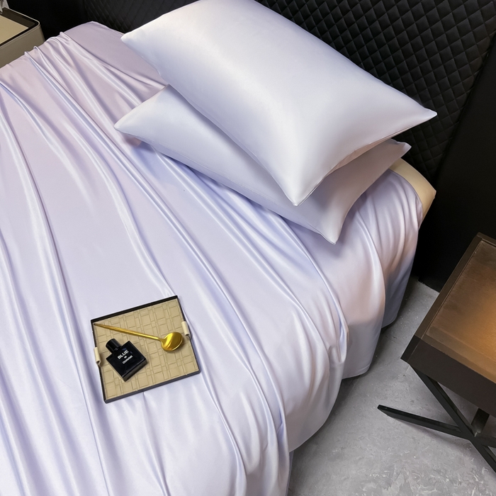 91家纺网 家纺一手货源 找家纺 爱彼家纺 2025水洗冰丝轻奢风床单床单水洗冰丝床单单件 冰丝纯色单床单-淡雅紫