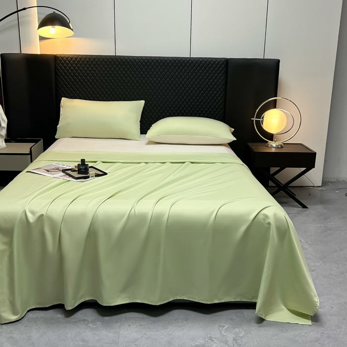 爱彼家纺 2025水洗冰丝轻奢风床单床单水洗冰丝床单单件 冰丝纯色单床单-果绿