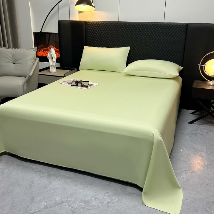91家纺网 家纺一手货源 找家纺 爱彼家纺 2025水洗冰丝轻奢风床单床单水洗冰丝床单单件 冰丝纯色单床单-果绿