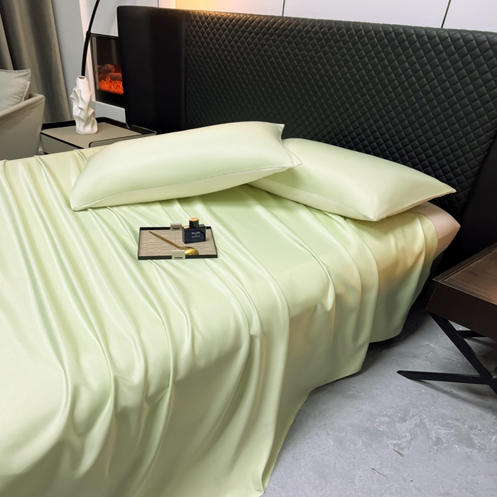 91家纺网 家纺一手货源 找家纺 爱彼家纺 2025水洗冰丝轻奢风床单床单水洗冰丝床单单件 冰丝纯色单床单-果绿