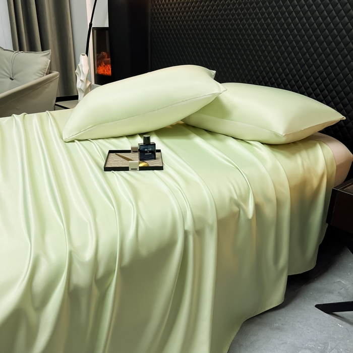 91家纺网 家纺一手货源 找家纺 爱彼家纺 2025水洗冰丝轻奢风床单床单水洗冰丝床单单件 冰丝纯色单床单-果绿