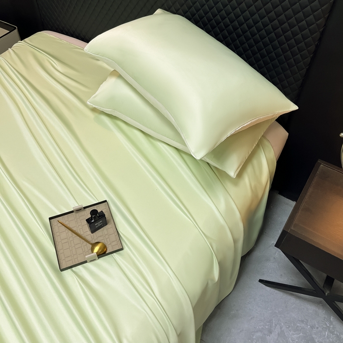 91家纺网 家纺一手货源 找家纺 爱彼家纺 2025水洗冰丝轻奢风床单床单水洗冰丝床单单件 冰丝纯色单床单-果绿