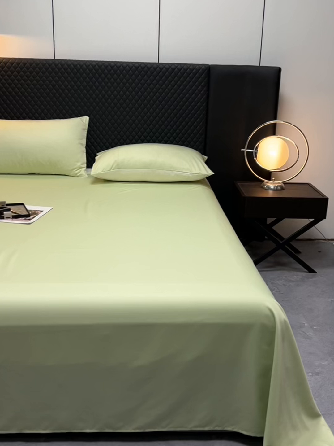 91家纺网 家纺一手货源 找家纺 爱彼家纺 2025水洗冰丝轻奢风床单床单水洗冰丝床单单件 冰丝纯色单床单-果绿