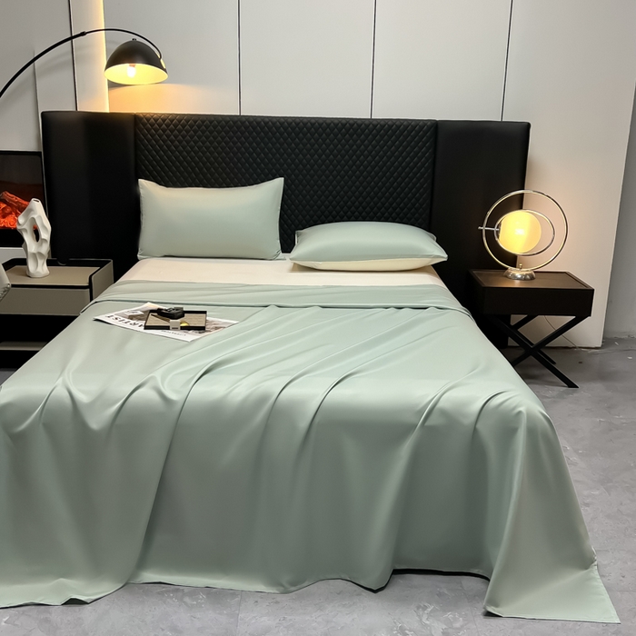 爱彼家纺 2025水洗冰丝轻奢风床单床单水洗冰丝床单单件 冰丝纯色单床单-水绿