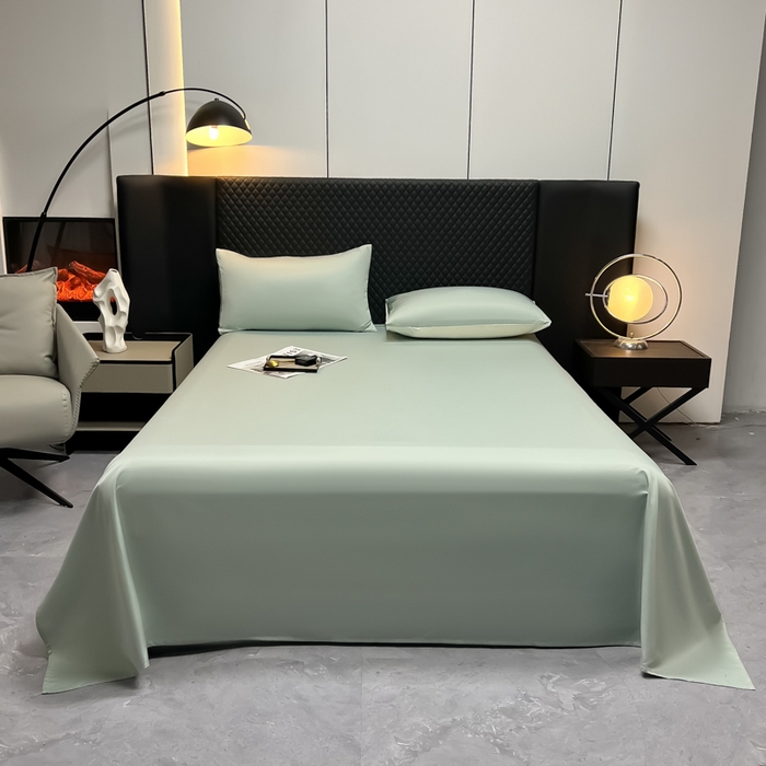 91家纺网 家纺一手货源 找家纺 爱彼家纺 2025水洗冰丝轻奢风床单床单水洗冰丝床单单件 冰丝纯色单床单-水绿