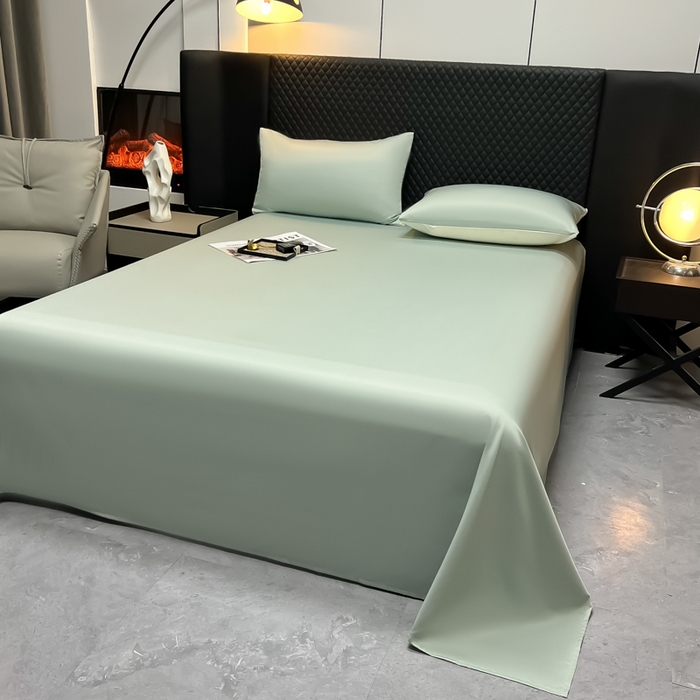 91家纺网 家纺一手货源 找家纺 爱彼家纺 2025水洗冰丝轻奢风床单床单水洗冰丝床单单件 冰丝纯色单床单-水绿