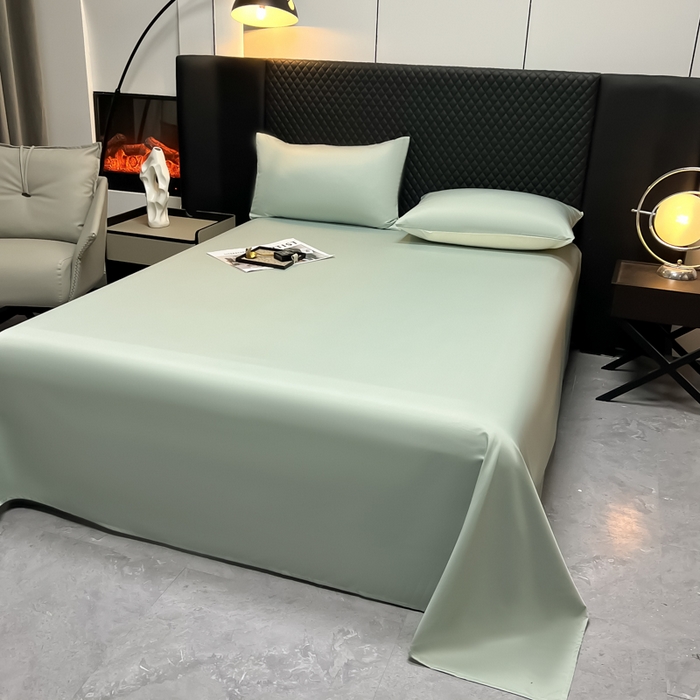 91家纺网 家纺一手货源 找家纺 爱彼家纺 2025水洗冰丝轻奢风床单床单水洗冰丝床单单件 冰丝纯色单床单-水绿