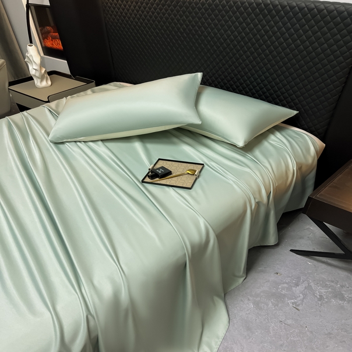 91家纺网 家纺一手货源 找家纺 爱彼家纺 2025水洗冰丝轻奢风床单床单水洗冰丝床单单件 冰丝纯色单床单-水绿