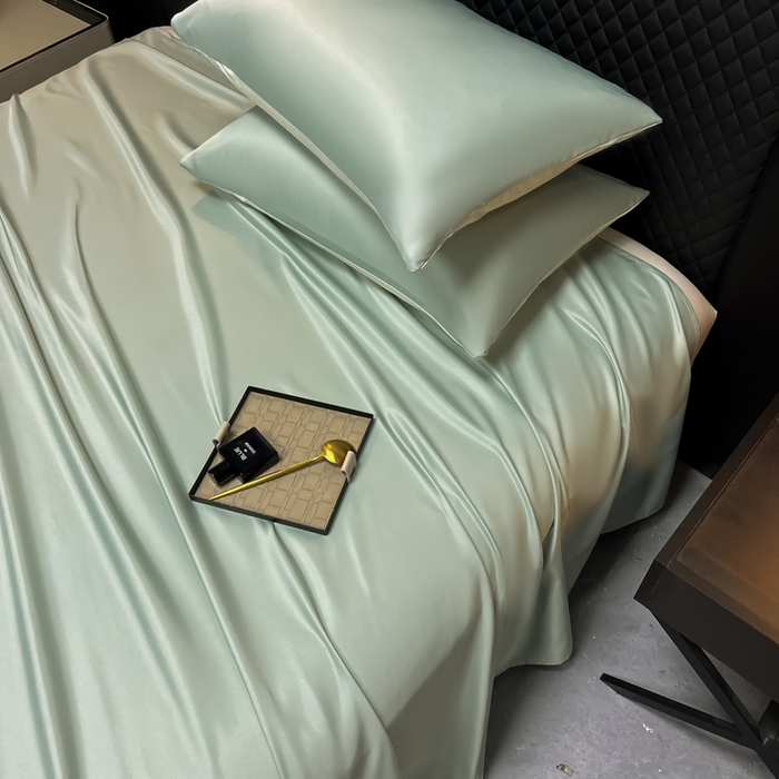 91家纺网 家纺一手货源 找家纺 爱彼家纺 2025水洗冰丝轻奢风床单床单水洗冰丝床单单件 冰丝纯色单床单-水绿