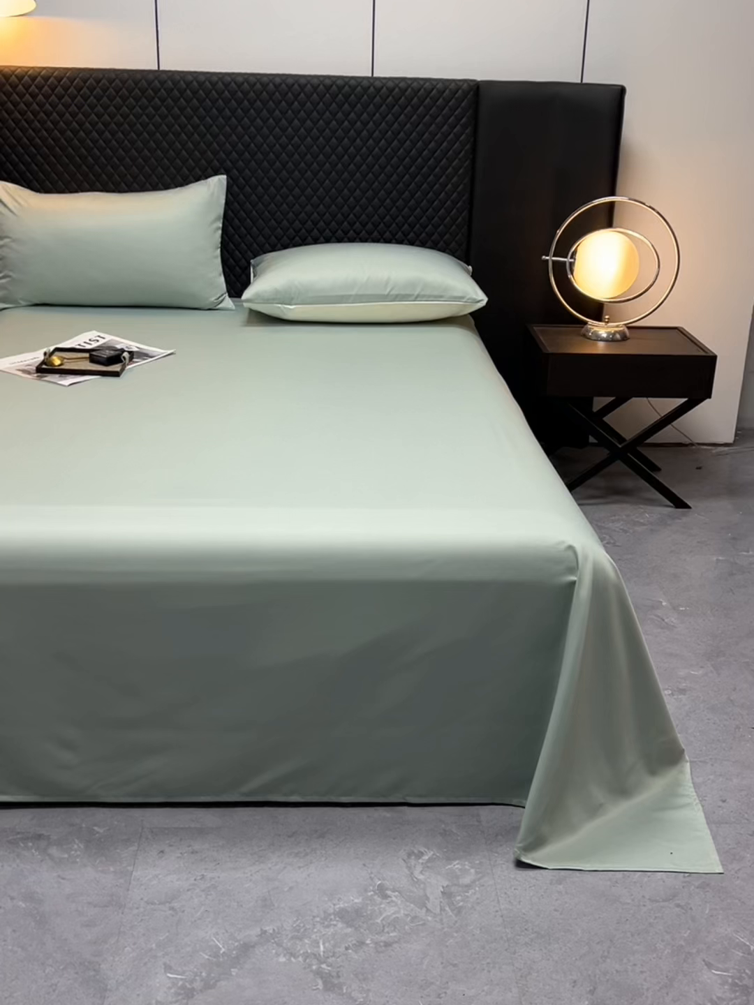 91家纺网 家纺一手货源 找家纺 爱彼家纺 2025水洗冰丝轻奢风床单床单水洗冰丝床单单件 冰丝纯色单床单-水绿