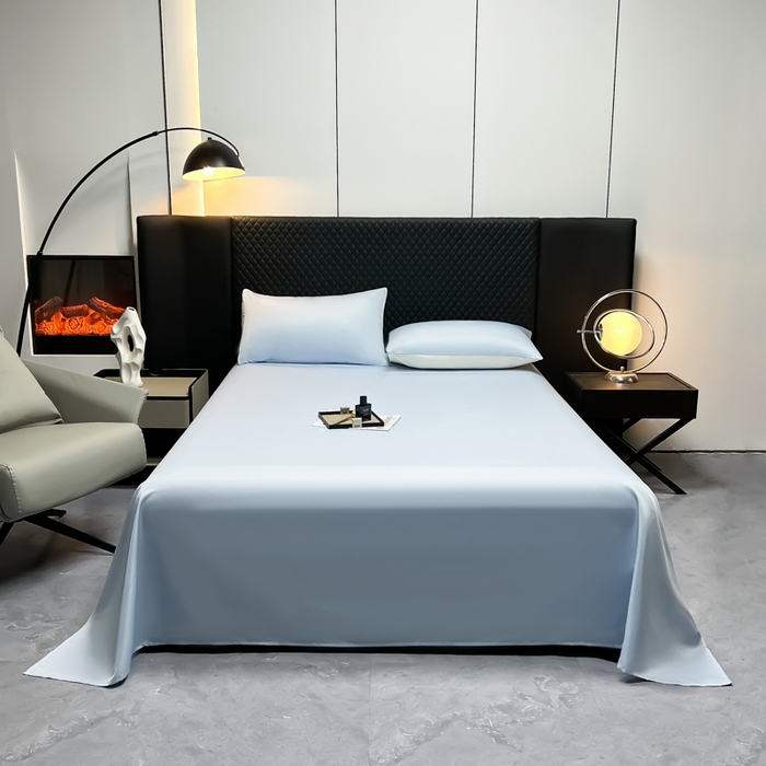 91家纺网 家纺一手货源 找家纺 爱彼家纺 2025水洗冰丝轻奢风床单床单水洗冰丝床单单件 冰丝纯色单床单-天空蓝