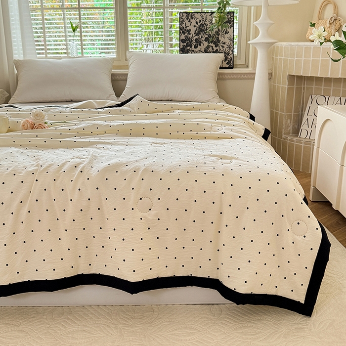 91家纺网 家纺一手货源 找家纺 九诺家纺 2025新款轻奢赫本夏被夏凉被 赫本-波点