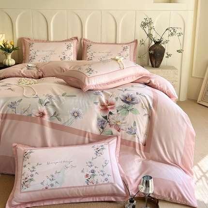 大麦乐田 2025新款数码印花大版花卉四件套 瑞莎