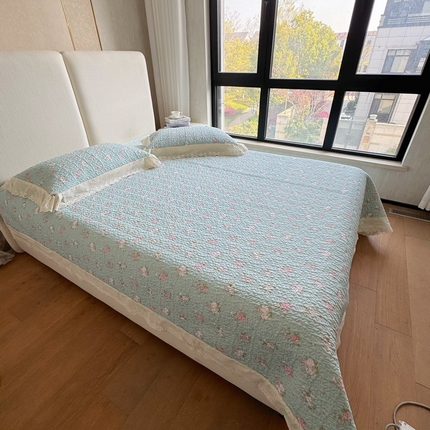 91家纺网 家纺一手货源 找家纺 （总）8+8 2025新款全棉双层纱床盖三件套