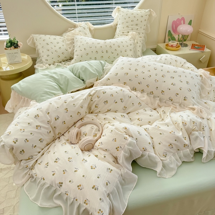 91家纺网 家纺一手货源 找家纺 橘子家 2025新款云纱四件套 寻觅