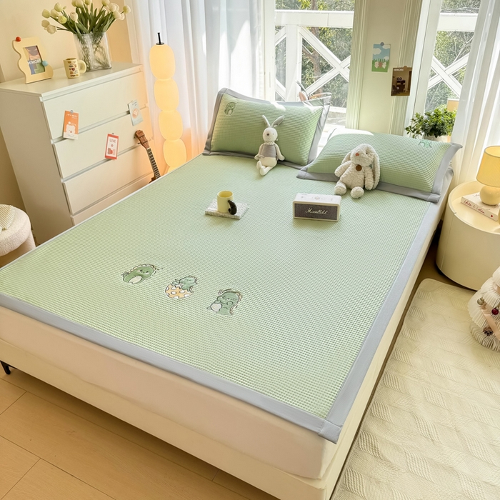 91家纺网 家纺一手货源 找家纺 （总）萌飞 2025新款乙纶PE中分子华夫格凉豆豆凉席