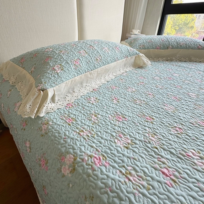 91家纺网 家纺一手货源 找家纺 （总）8+8 2025新款全棉双层纱床盖三件套