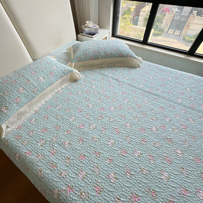 91家纺网 家纺一手货源 找家纺 （总）8+8 2025新款全棉双层纱床盖三件套