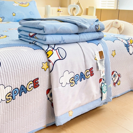 91家纺网 家纺一手货源 找家纺 （总）亿莱鑫 2025新款全棉水洗夏凉被 空调被 被子夏被四件套床盖款