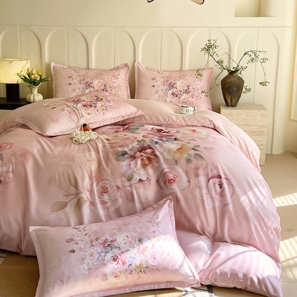 91家纺网 家纺一手货源 找家纺 （总）大麦乐田 2025新款数码印花大版花卉四件套