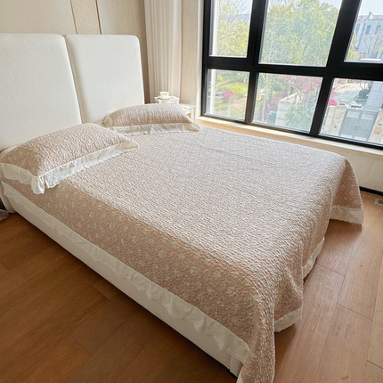 91家纺网 家纺一手货源 找家纺 （总）8+8 2025新款全棉双层纱床盖三件套