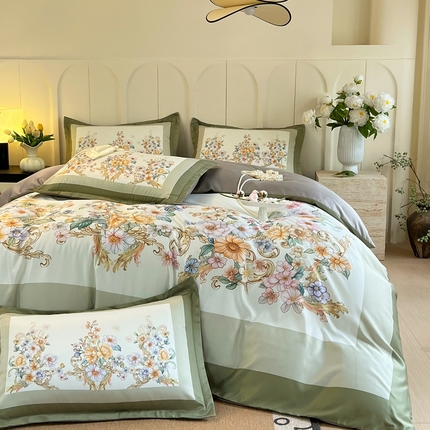 大麦乐田 2025新款数码印花大版花卉四件套 罗马假日