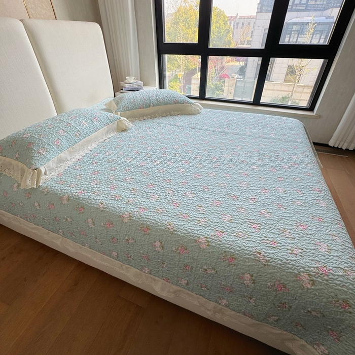 91家纺网 家纺一手货源 找家纺 （总）8+8 2025新款全棉双层纱床盖三件套