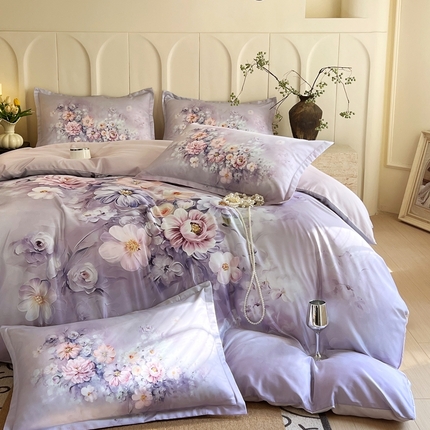 91家纺网 家纺一手货源 找家纺 （总）大麦乐田 2025新款数码印花大版花卉四件套