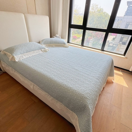 91家纺网 家纺一手货源 找家纺 （总）8+8 2025新款全棉双层纱床盖三件套