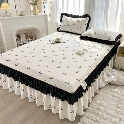 91家纺网 家纺一手货源 找家纺 （总）笠裙家纺 2025新款水洗棉床裙 荷叶花边法式赫本风床裙