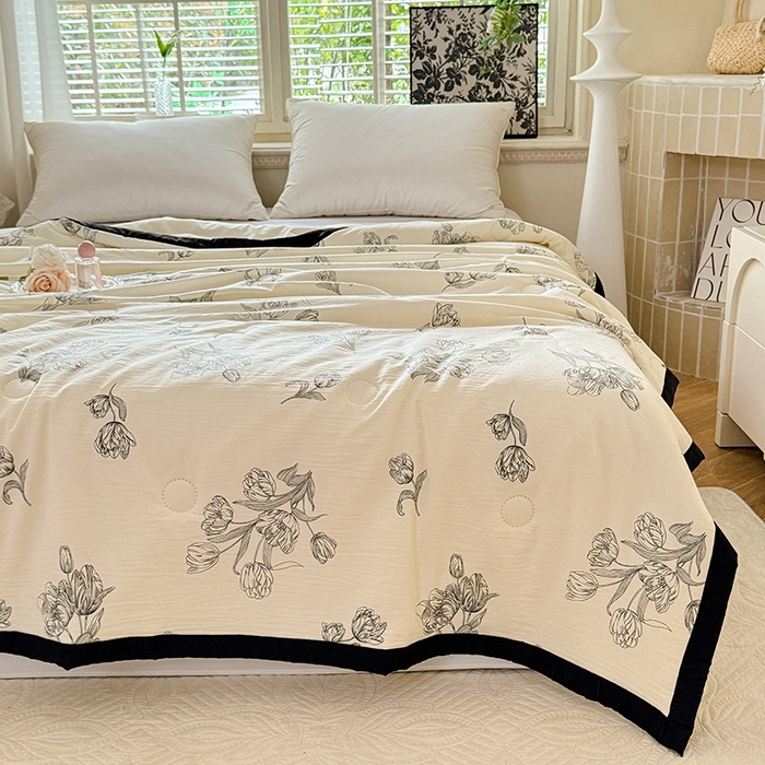 91家纺网 家纺一手货源 找家纺 九诺家纺 2025新款轻奢赫本夏被夏凉被 赫本-郁金香