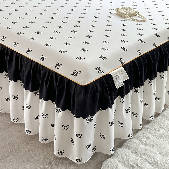 91家纺网 家纺一手货源 找家纺 （总）笠裙家纺 2025新款水洗棉床裙 荷叶花边法式赫本风床裙