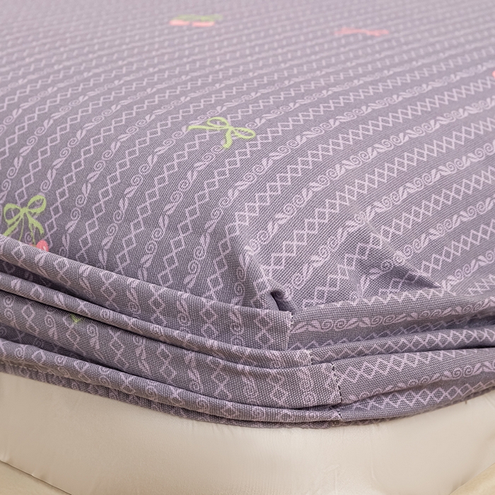 91家纺网 家纺一手货源 找家纺 芃成家纺 2025新款加厚老粗布原棉床笠亲肤单床笠 爱心樱桃