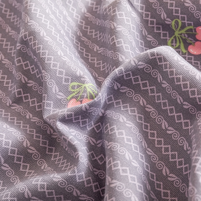 91家纺网 家纺一手货源 找家纺 芃成家纺 2025新款加厚老粗布原棉床笠亲肤单床笠 爱心樱桃