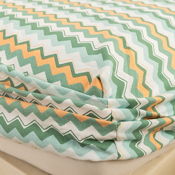 91家纺网 家纺一手货源 找家纺 芃成家纺 2025新款加厚老粗布原棉床笠亲肤单床笠 波西米亚-绿