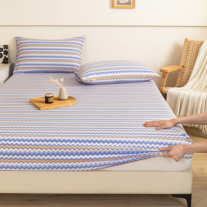 91家纺网 家纺一手货源 找家纺 芃成家纺 2025新款加厚老粗布原棉床笠亲肤单床笠 波西米亚-紫