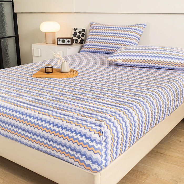 91家纺网 家纺一手货源 找家纺 芃成家纺 2025新款加厚老粗布原棉床笠亲肤单床笠 波西米亚-紫