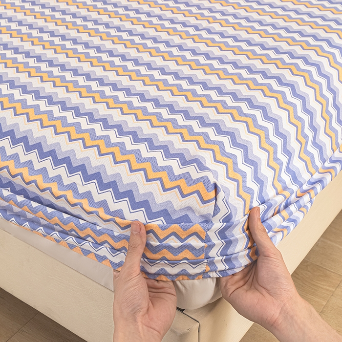 91家纺网 家纺一手货源 找家纺 芃成家纺 2025新款加厚老粗布原棉床笠亲肤单床笠 波西米亚-紫