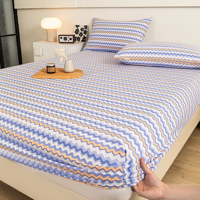 91家纺网 家纺一手货源 找家纺 芃成家纺 2025新款加厚老粗布原棉床笠亲肤单床笠 波西米亚-紫