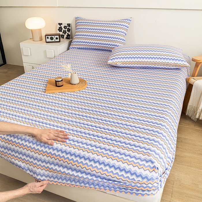 91家纺网 家纺一手货源 找家纺 芃成家纺 2025新款加厚老粗布原棉床笠亲肤单床笠 波西米亚-紫