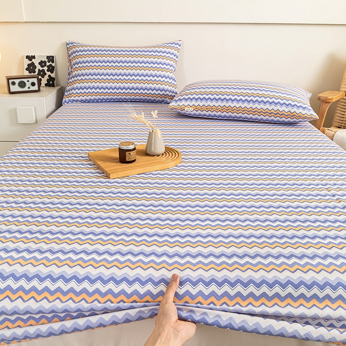 91家纺网 家纺一手货源 找家纺 芃成家纺 2025新款加厚老粗布原棉床笠亲肤单床笠 波西米亚-紫