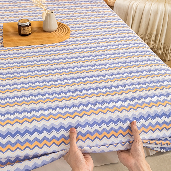 91家纺网 家纺一手货源 找家纺 芃成家纺 2025新款加厚老粗布原棉床笠亲肤单床笠 波西米亚-紫